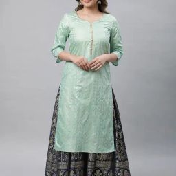 Aurelia Green Regular Fit Printed Kurta-picture-19