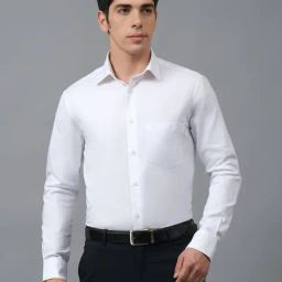 Cantabil White Cotton Regular Fit Self Formal Shirt-image-28