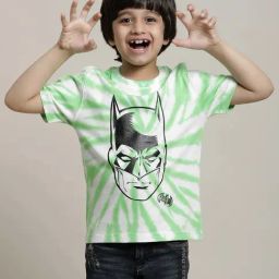 Kidsville Green & White Cotton Printed Batman T-Shirt-28