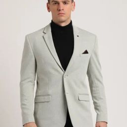 Turtle Grey Relaxed Fit Texture Blazer-image-58