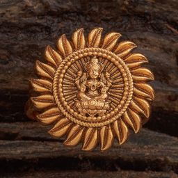 Kushal's Fashion Jewellery Gold-Plated Lakshmi Goddess Antique Finger Ring-image-25