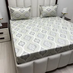 Pure Decor Royal Passion Green Printed 250 TC Pure Cotton Queen Bedsheet Set 2.28m X 2.54m-image-42