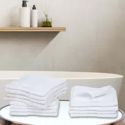 LORENA 100% Cotton Super-Soft Terry Towels -12pc Face Towel (d`ross) solid-white-2