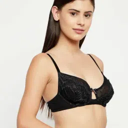 Clovia Black Under Wired Non Padded Half Coverage Bra-image-19