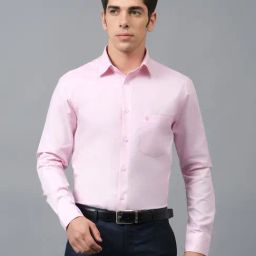 Cantabil Pink Cotton Regular Fit Self Formal Shirt-image-94