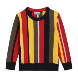 Blue Giraffe Kids Multicolor Cotton Color Block Pattern Sweater-image-4