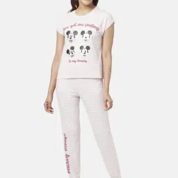 Dreamz by Pantaloons Pink Cotton Graphic Print T-Shirt Pyjama Set-image-111