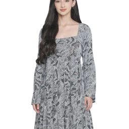 Oxolloxo Black Printed A-Line dress-image-37