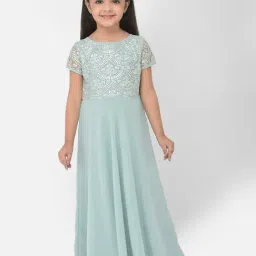 Eavan Kids Blue Embroidered Dress-image-9