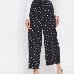 Crimsoune Club Black & White Polka Dot Palazzos-image-96