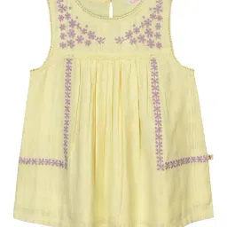 Budding Bees Kids Yellow Embroidered Dress-picture-6