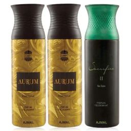 Ajmal Aurum & Sacrifice II Deodorant Spray for Unisex - Pack of 3-image-2
