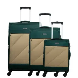 Carriall Green & Beige 4 Wheel Large Soft Cabin Trolley Pack of 3 - 79 cm-image-10