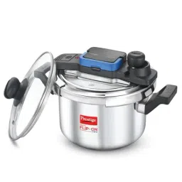 Prestige Svachh Flip On Mini Silver Stainless Steel Pressure Cooker with Glass Lid - 18cm (3L)-17