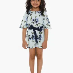 Lilpicks Kids Blue Floral Print Jumpsuit-image-14