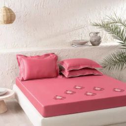 DDECOR Live beautiful Motif Cranberry Pink 210 TC Cotton King Bed Sheet with 2 Pillow Covers-image-43