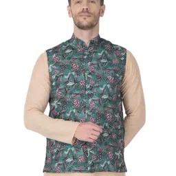 SG LEMAN Teal Regular Fit Printed Waistcoats-image-9