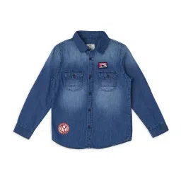 Pepe Jeans Kids Blue Cotton Embroidered Full Sleeves Shirt-picture-22