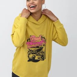 Forever 21 Yellow Printed Hoodie-image-84