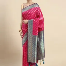 Mohey Pink Woven Saree With Unstitched Blouse-image-29