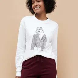 Fame Forever by Lifestyle White Cotton Printed Sweatshirt-image-40