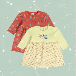 MINIKLUB Girls Multicolor Printed Full Sleeves Dress (Pack Of 2)-image-23
