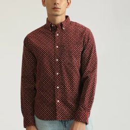Gant Red Cotton Regular Fit Printed Casual Shirts-picture-5
