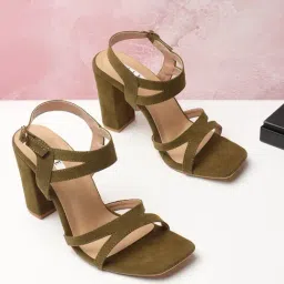 Elle Women's Olive Back Strap Sandals-image-41