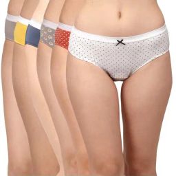 Soie Grey & Red Cotton Printed Hipster Panties - Pack Of 6-image-14