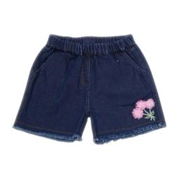 Creative Kid's Girls Navy Blue Denim Embroidered Shorts-image-87