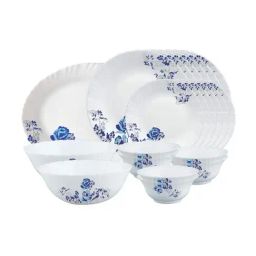 Borosil Blue Cascade White Opalware Dinner Set - 21 Pieces-11