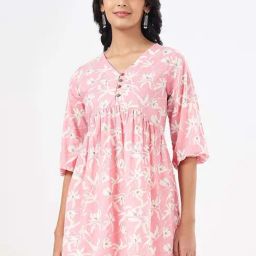 Rangmanch by Pantaloons Pink Cotton Printed A Line Short Kurti-image-42