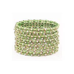 leshya Set Of 12 Artificial Stones and Beads Studded Thread Bangles-10