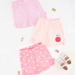 Pantaloons Baby Girls Multicoloured Shorts - Pack of 3-image-69