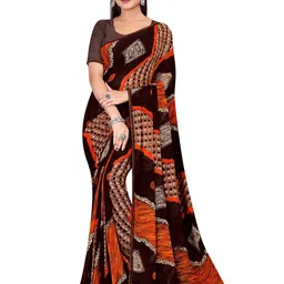 shree krishna fashion Embroidered Poly Georgette Saree-image-43