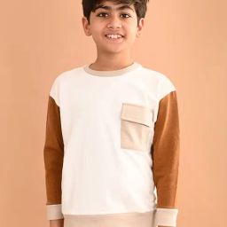 LilPicks Kids White & Brown Solid Full Sleeves Sweatshirt-image-60