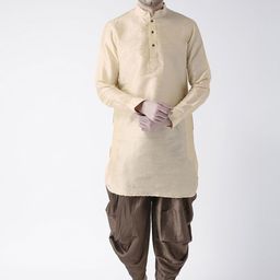 DEYANN Men Cream-Coloured & Brown Solid Kurta with Patiala-picture-6