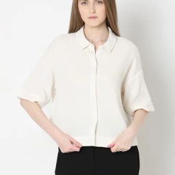 Vero Moda Beige Cotton Textured Shirt-image-43