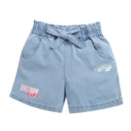 Tiny Girl Light Blue Cotton Barbie Printed Shorts-image-35