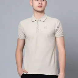 Cantabil Beige Cotton Regular Fit Polo T-Shirt-picture-30