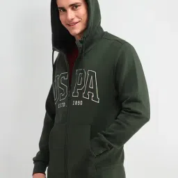 U.S. Polo Assn. Denim Co. Green Cotton Regular Fit Logo Sweatshirtsandhoodies-image-53