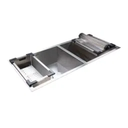Jayna Combo 45x20 inch Satin Finish Stainless Steel Double Bowl Kitchen Sink, COMBO - 07-image-47