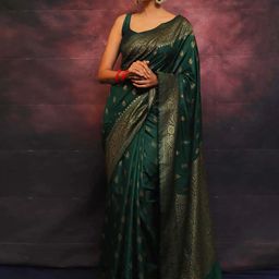 KALINI Ethnic Motifs Woven Design Zari Banarasi Saree-picture-37