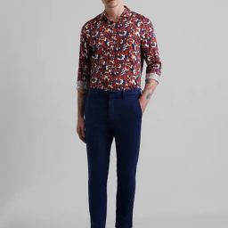 Jack & Jones Purple Slim Fit Floral Print Cotton Shirt-image-47