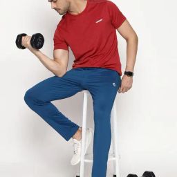 Van Heusen Performance Regular Fit Swift Dry 4 Way Stretch Solid Trackpants - Coral Depth image 5