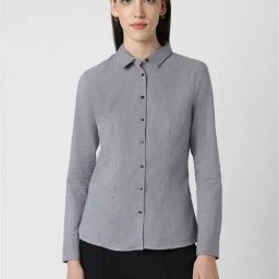 Van Heusen Black & White Cotton Printed Shirt-image-60