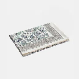 Fabindia Blue & White Floral Printed Rectangle Shaped 6-Seater Cotton Table Cover-image-93