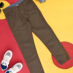 Pantaloons Junior Olive Cotton Regular Fit Trousers-image-83