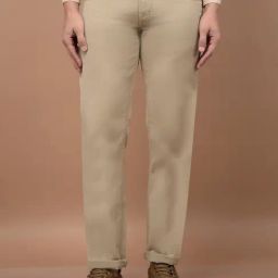Crimsoune Club Beige Regular Fit Plain Jeans-image-102