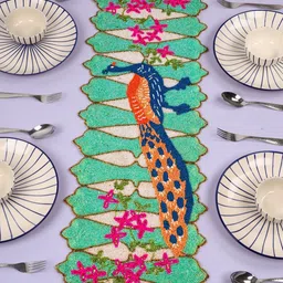 YWULY Green & Blue Dining Table Beaded Runner-10